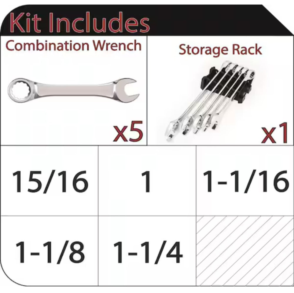 XL SAE Combination Wrench Set (5-Piece) XL SAE Combination Wrench Set (5-Piece)